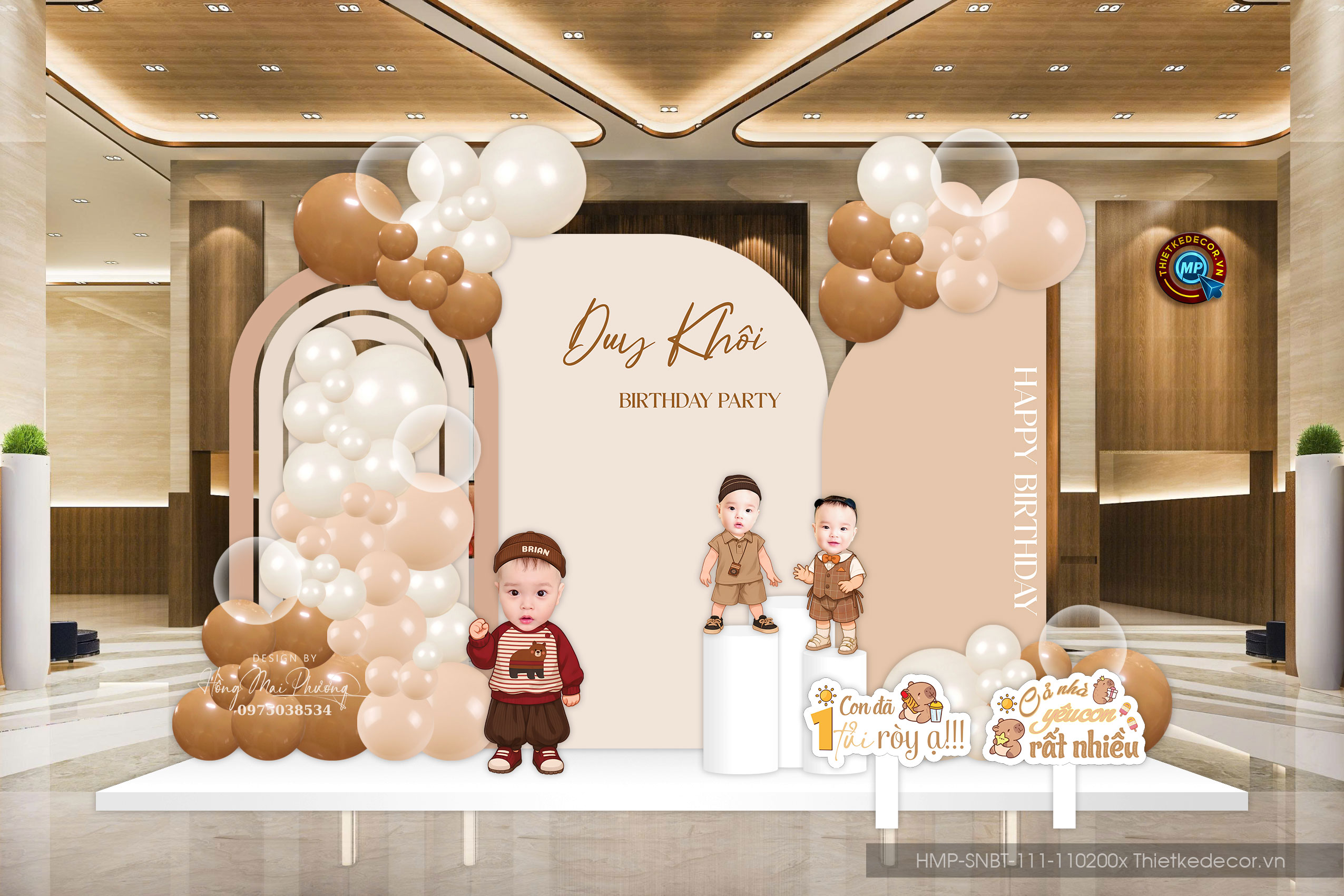 File thiết kế trang trí decor sinh nhật- thôi nôi bé trai đáng yêu cute